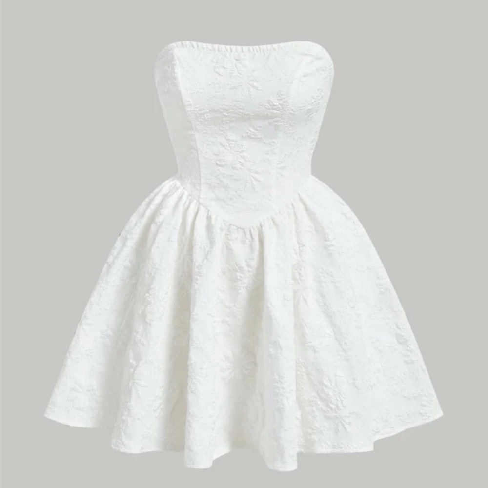 🤍New Jacquard Flare Hem Tube Dress🤍